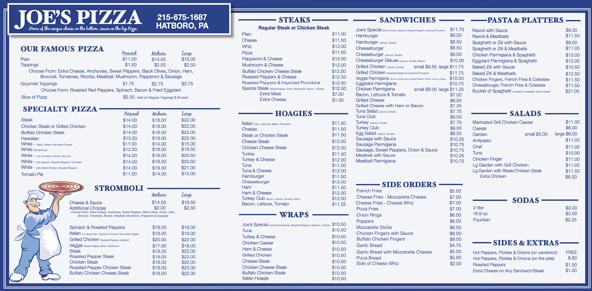 Hatboro Pizza and Italian Food Menu Dlelivery